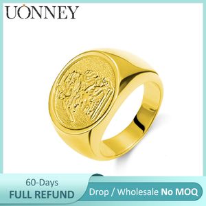 Anéis de banda UONNEY Drop personalizado prata esterlina 925 selado com cera anel de assinatura da família esculpido joias de texto 230714