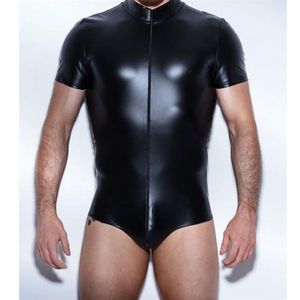Men's Leather Bodysuit Latex Catsuit Men Faux Leather Crotchless Gay Men's Clothing Body Suit Sexy Lingerie One Piece Un350r