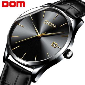 Dom Men's Fashion Sport Saatler Erkekler Kuvars Takvim Saati Adam Deri Sıradan Su Geçirmez Erkekler Relogio Maskulino M-11BL-1M308W