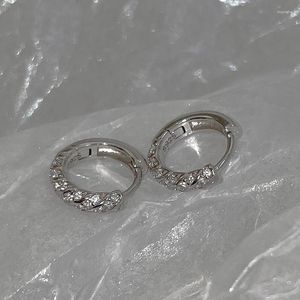 Hoop Earrings 925 Silver Needle Ladies Fashion High Quality Jewelry Simple Twist Crystal Zircon Round Plated