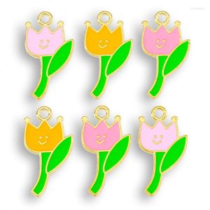 Charms 10pcs 12 23mm tulipano fiori metallo goccia pianta olio pendenti fai da te orecchino braccialetto collana portachiavi gioielli che fanno risultati