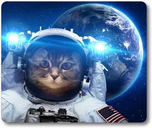 Rutschfestes Mauspad für das Büro, Astronauten-Katzen-Nebel-Galaxie-Weltraum-Mauspad