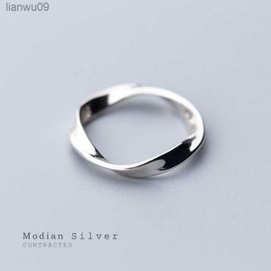 Modian minimalistisk snurrvågring för kvinnor mode 925 sterling silver enkel geometriska ring fina smycken 2020 ny design l230704