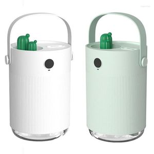 휴대용 공기 디퓨저 선인장 가습기 USB Purifier 1000ml 미스트 메이커 침실을위한 램프 조명