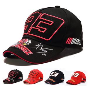 Kapity kulowe hurtowe motocykl baseballowa czapka 93 Znak Haftowe wyścigi dla mężczyzn kości Regulowane unisex hip hop trucker hat 230713