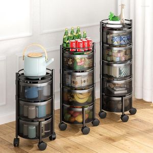 Kitchen Storage Multi-layer Rack Rotating Basket Drawer Type Organizer Cart Floor Large Vegetables Fruit With Wheels
