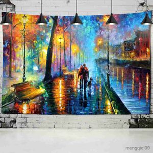 Tapestries Dome Cameras Valentine's Day gift Tapestry Van Gogh Oil Painting Night View Wall Hanging Romantic Love Couple Boho Gypsy Home Decor Tapestry R230714