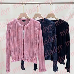 Women Knitted Cardigan Letter Buckle Long Sleeve Knits Fashion Designer Short Style Slim Knitting Cardigan Top