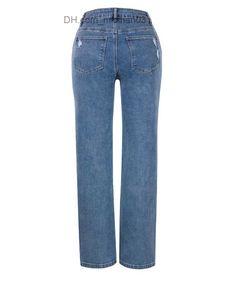 Kvinnors jeans Nya kvinnors höga stretch Jeans Fashion Loose Mid Rise Denim Straight Leg Pants Casual Women's Trousers S-2XL Z230717