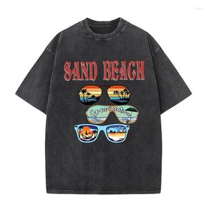 Camisetas masculinas Sand Beach Go On Vacation Óculos de sol Masculino Tops Moda Esporte T-shirts Verão Algodão Camisetas Hip Hop Oversize Luxo Camisa Masculina