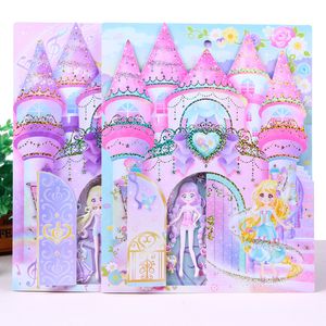 Kids Toy Stickers Princess Dress Up Girls Kawaii Costume Sheets 3D Cartoon Sticker for Scrapbooking Book Birthday Gifts 230714