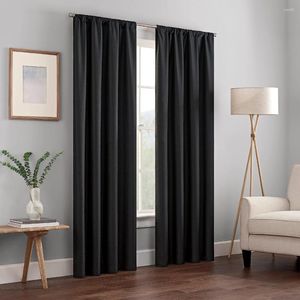 Curtain 1Pc Black Blackout Curtains Light Reducing Thermal Insulated Grommet Out Panels Drapes For Living Room Bedroom