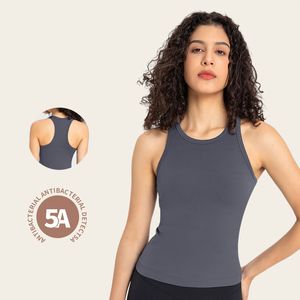 L343 Crew Neck Tank Tops High Neck Vest Yoga Shirts Anti-Bacterial and Deodorizing Sleeveless Shirt Nude Feeling Running Singlet Breathable Sweatshirt