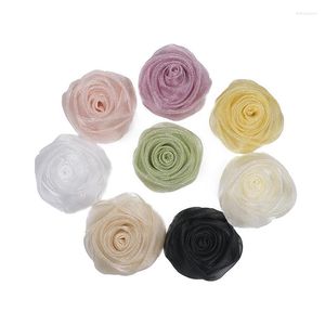 Fiori decorativi 1 pz 4,5 cm Organza Rosa artificiale Falso Fai da te Forcina da sposa Abbigliamento Accessori artigianali Decorazioni di nozze per la casa