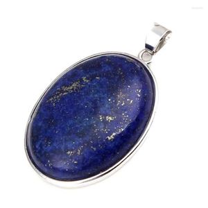 Collane con ciondolo KFT Cristallo naturale placcato argento Quarzo Occhio di tigre Labradorite Agata Pietra ovale Decorazione di nozze Gioielli con ciondoli