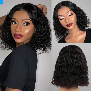 Brazilian Water Wave Short Bob 13x4 Lace Frontal Wig Lace Closure Perucas de Cabelo Humano Ondulado Encaracolado Bob Lace Perucas Para Mulheres