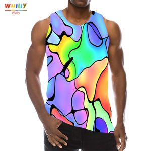 Men's Tank Tops Psychedelic Rainbow For Men Summer Abstract Stripe Graphic 3D Print Sleeveless Sport Gym Hip Hop Cool Beach Vest 230713