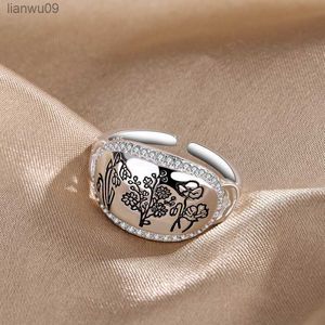 Original 925 Sterling Silver Oval Flower Rings for Women Counple Wedding Engagement Silver Women's Vintage Ring Fine Jewelry L230704