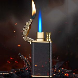 Dropshipping VIP Link Creative Dragon Double Fire Lighter Jet Flame Open Windproof Inflável Crocodilo Presente Masculino SXAR