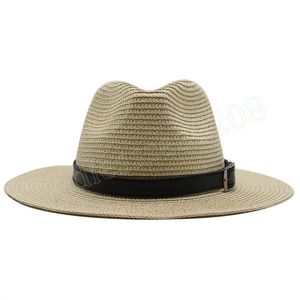 Summer unisex sun hatt casual semester panama strå hatt kvinnor breda brim strand jazz män hattar hopfällbart chapeau