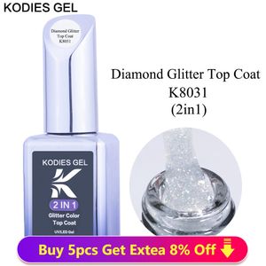 Nail Gel KODIES GEL Diamond Top Coat for Varnish 15ML Super Shine UV Polish Soak Off Semi Permanent Glitter Topcoat No Wipe 230714