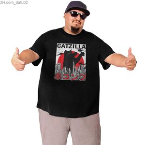 Herr t-shirts catzilla tee japansk katt kattunge älskare t-shirts män roliga bomull stora tall t-skjortor plus storlek stor storlek stor 4xl 5xl 6xl kläder z230719