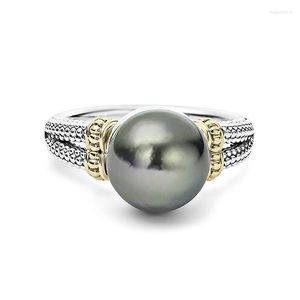 Cluster Rings 2023 Fashion Hiphop Party For Women Men Silver 925 Wedding Bands Luxury Fine Grey Pearl Jewelry Coppia Joyeria Gift