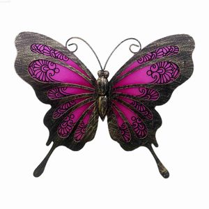 Garden Decorations Metal Colourful Butterfly Wall Decoration Home Garden Statues Sculptures and Figurines Fence Hanging Outdoor Decorative Backyard L230714