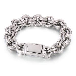 Casting Double Rolo Chain Bracelet Link Steel Jewelry For Men Cool Gifts 15mm 9inch 122g Christmas, Birthdays Gifts