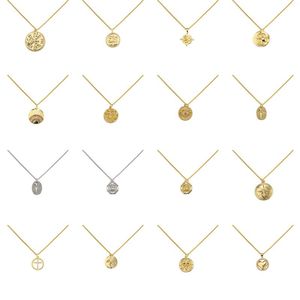 Pendant Necklaces Fashion Jewelry For Women Star Moon Round With Golden Collarbone Chain Set Brass Inlaid Zircon Charms Accessories