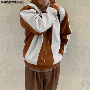 Erkek Hoodies Sweatshirts Erkek Çoraplar Incerun Üstler 2023 Güney Kore Yeni Dikey Erkekler Dikey Bar Eşleşen Sweatshirt Z230720