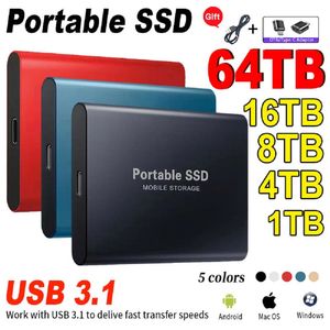 Hard Drives Original Portable SSD 1TB USB 3.1 High-speed Mobile Solid State Drive Type-C External Hard Disk Storage Device for Mac Laptop 230713