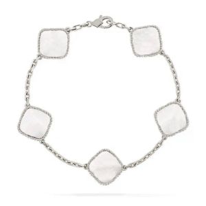 projektant bransoletki bransoletka cztery liście koniczyka 18K złota miłosna wisiorek Blask Crystal Crystal Diamond for Women Girl Wedding Motherday Biżuteria z pudełkiem