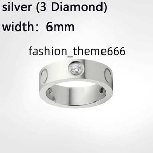 6mm 4mm 5mm Band Rings titanium steel silver love Fashion Designer Ring men and women rose gold Silver jewelry Band With diamonds for lovers couple rings gift 10