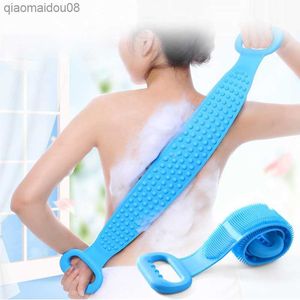 Magic Silicone Brushes Bath Towels Rubbing Back Mud Peeling Body Massage Shower Extended Scrubber Skin Clean Shower Brushes L230704