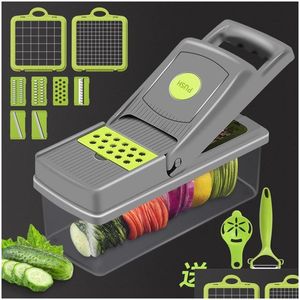 Frutas Vegetais Ferramentas Nova Atualização Ralador de Cozinha Batata Chip Slicer Mtifunctional Desfiado Hine Queijo Raladores 20211227 Q2 Drop Del Dhpsi