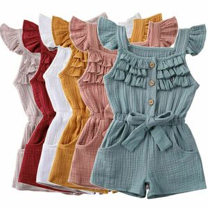 Abiti da ragazza Summer Toddler Kids Neonate Dress Princess Ruffle Sleeve Pagliaccetto Abiti in cotone Tuta Playsuit Abbigliamento 6M 5Y 230714