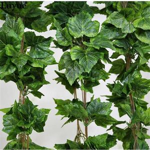 20pcs jak prawdziwy sztuczny jedwabny liść winogron Garland Faux Vine Ivy Indoor Outdoor Home Decor Wedding Flower Green Christmas Prezent264V