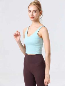 Clássico LL-22 Esporte Yoga Sutiã Popular Sutiã Alinhar Tanque Manteiga Fitness Feminino Tanque Macio Ginásio Crop Colete Ioga Beleza Costas À Prova de Choque Com Almofada Removível no Peito atacado 9TRH