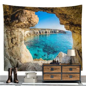Tapissries Dome Cameras Landscape Mystic Cave Ocean Tapestry Wall Hanging Decoration Boho Bedroom Home Decor Room Stor Bakgrund Tygtryck R230714