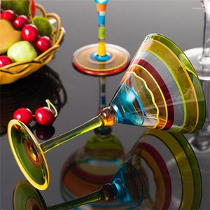 Wine Glasses Cocktail Glass Goblet Cup Lead-free Home Bar Wedding Party Handmade Colorful Creative Margarita 270ml Est