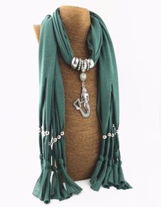 Kmvexo 2017 New Arrival Charms Bohemian Vintage Mermaid Pendant Necklaces Scarf Statement Jewelry Scarves Necklace Women bijoux2494257