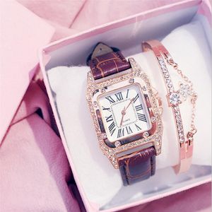 Luxury KEMANQI Brand Square Dial Diamond Bezel Leather Strap Womens Watches Casual Style Ladies Watch Quartz Wristwatches Multiclo295e