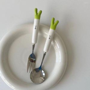 Dinnerware Sets Ceramic Flatware Stainless Steel Cutlery Set Cute For Outdoor