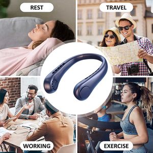 Ventiladores elétricos bladeless usb mini ventilador viajando fãs de esportes ao ar livre portátil preguiçoso wearable pendurado pescoço ventilador