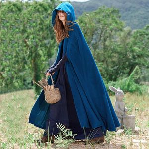 Poncho feminino outono casual capa azul chique capa menina boho moda senhoras elegante poncho casaco com capuz capa 2018 na moda296q