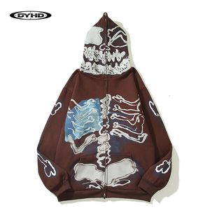 Men s Jackets Skull Skeleton Bones Print Hip Hop Hoodie Jacket Men Zip Up Hooded Sweashirts Harajuku Casual Punk Gothic Clothes 230715