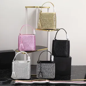 2023 Top Quality Real Cowhide Women's Bucket Bag Hot Selling New Gold Silver Pink One Shoulder Crossbody Handbag Dinner Beach Party Leisure Fashion Personality