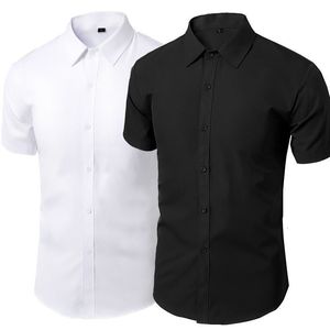 Homens camisetas Camisa de verão para homens diários casuais camisas brancas botão de manga curta para baixo slim fit masculino blusa social 4xl 5xl 230715