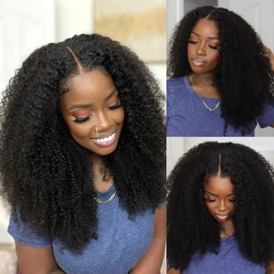 Short Kinky Curly V Part Wig Human Hair No Leave Out Brazilian Hair Wigs for Women 130 Density Deep Wave Curly Glueless VPart Wig